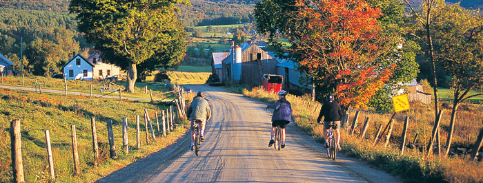 Biking down a country road in Vermont